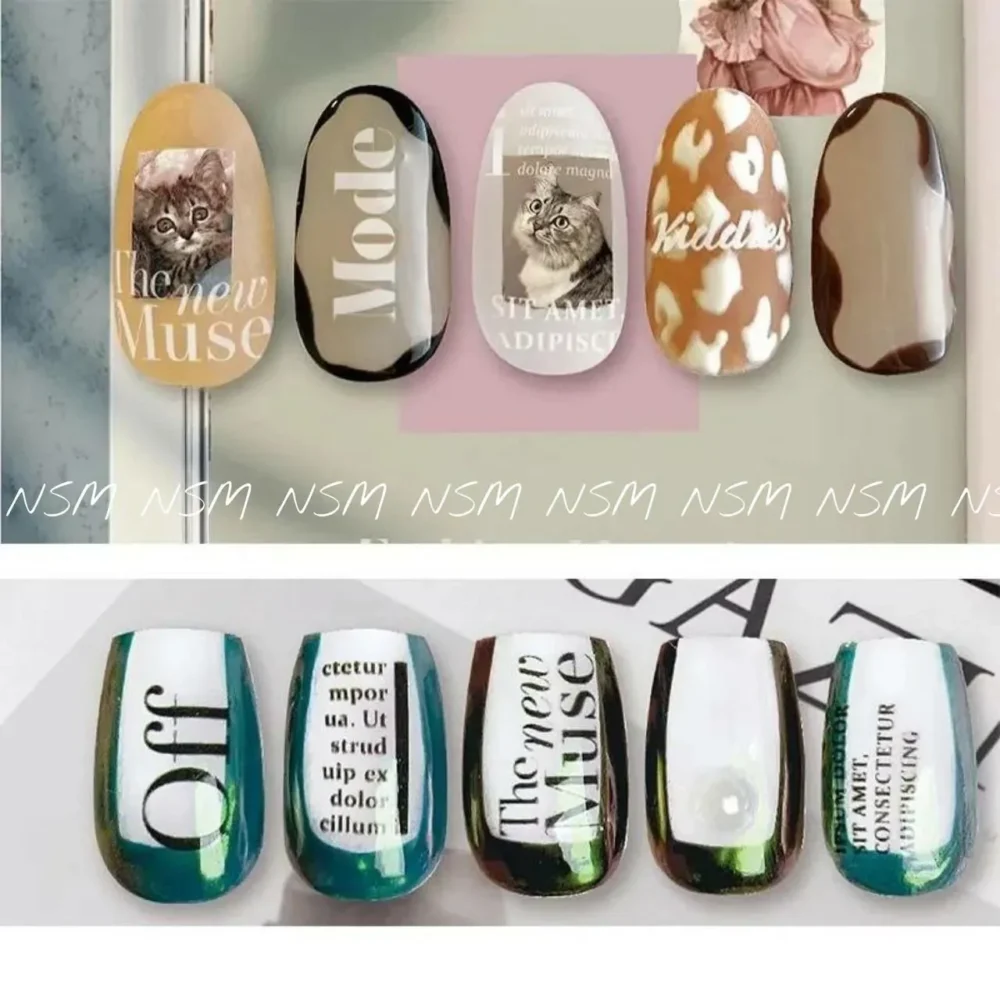 Text And Magazine Print Nail Art Sticker Sheets (fam-001)