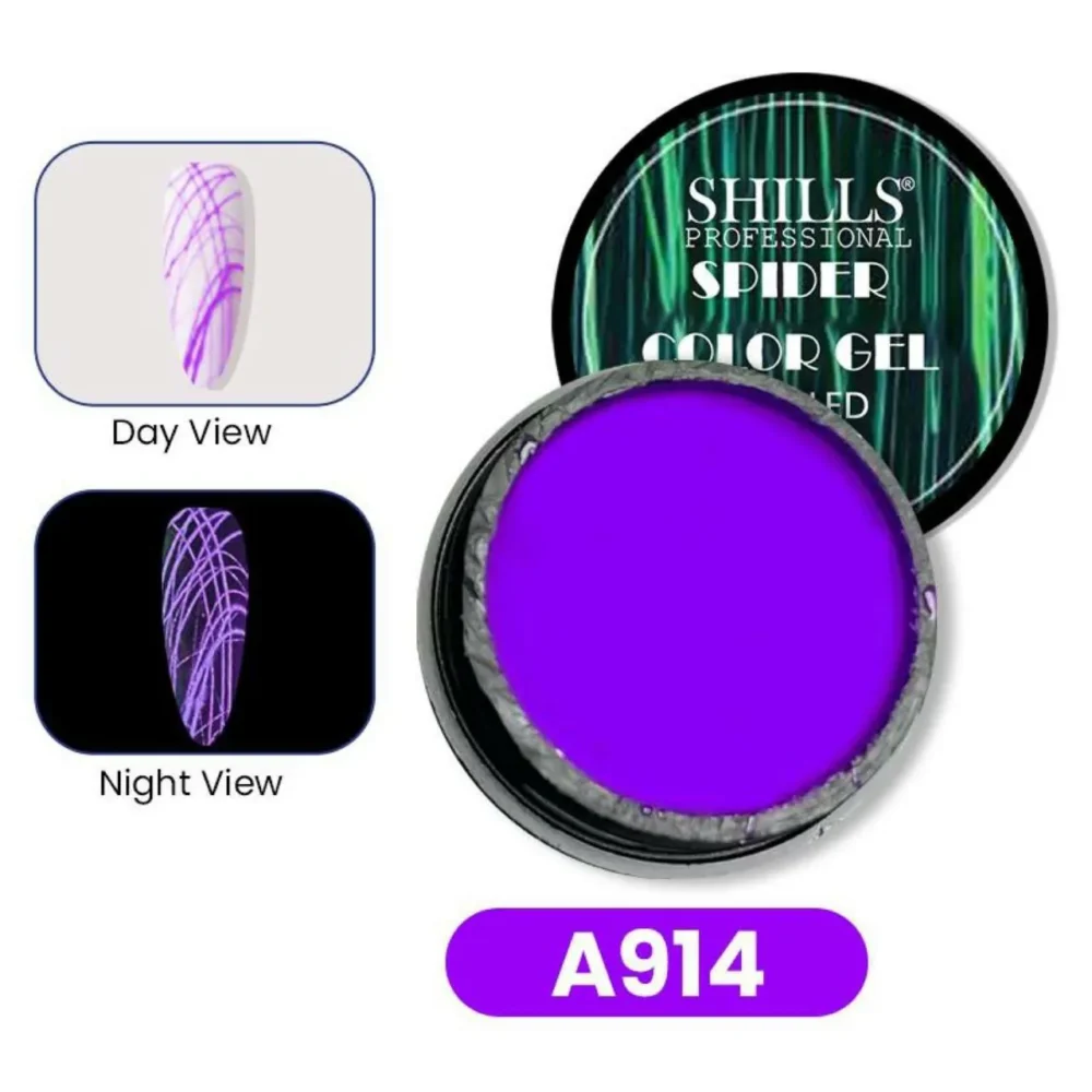Shills Professional Neon Purple Glow In Dark Spider Gel A914 (5ml)