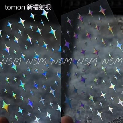 Silver Laser Holographic Stars Sticker Sheets (jo-965)