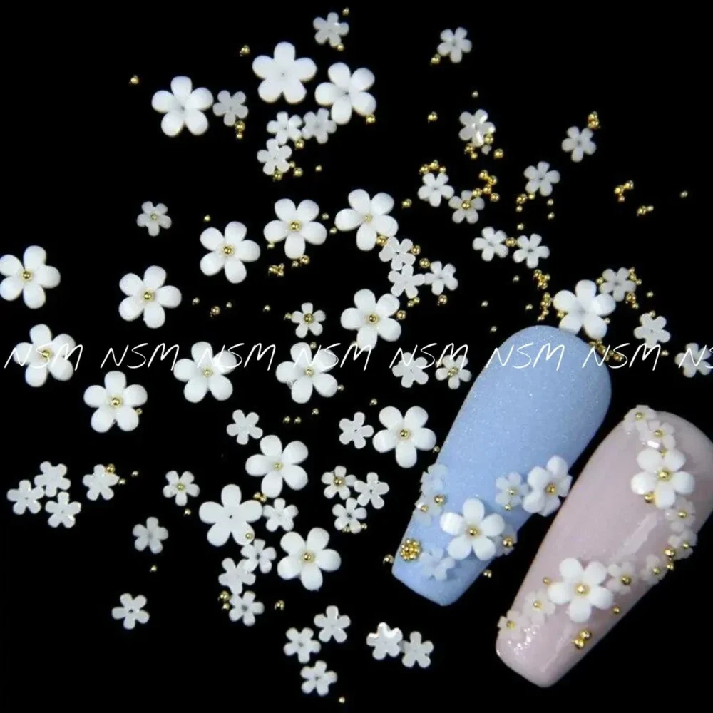 White Flower Nail Charms