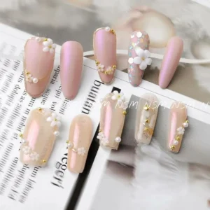 White Flower Nail Charms