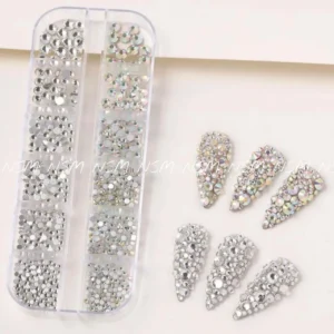 Ab Aurora And Silver Rhinestones Grid