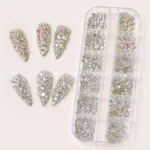 Ab Aurora And Silver Rhinestones Grid