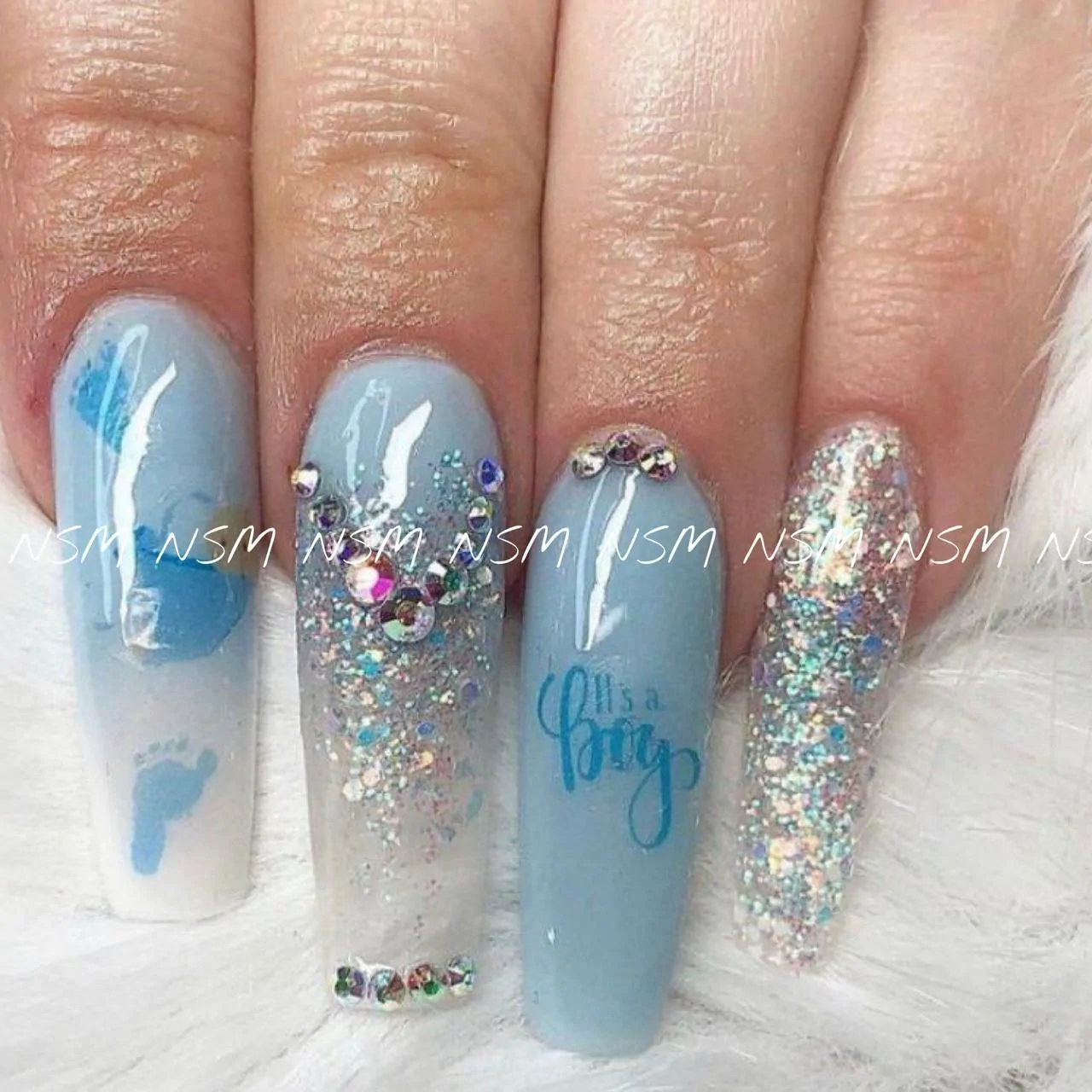 Sheree That Nail Girl - These would be awesome baby shower nails 😍😍 . . .  Products from @nsiuk #thatnailgirl and @blueskyukpro @bluesky_global  #acrylicnails #sculptednails #babyshower #babyshowernails #blueandpink  #blueandpinknails #squarenails ...