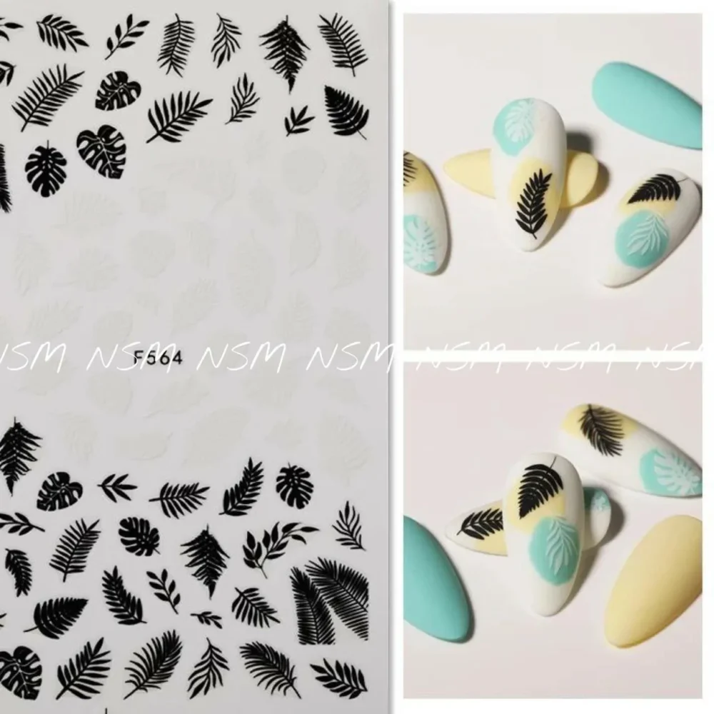 Black And White Leaves Sticker Sheets (f564)