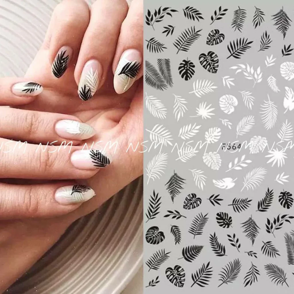Black And White Leaves Sticker Sheets (f564)