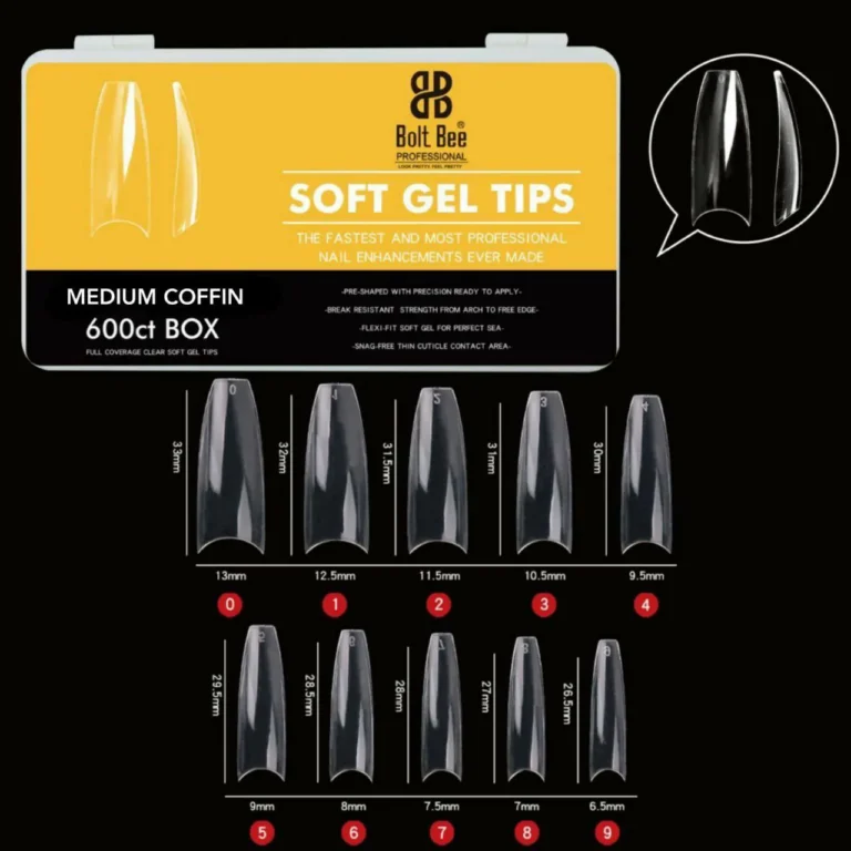 Bolt Bee Medium Coffin C Cut Soft Gel Tips Box (600ct)