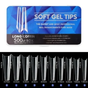 Long Coffin C Cut Soft Gel Tips Box (550 Ct)