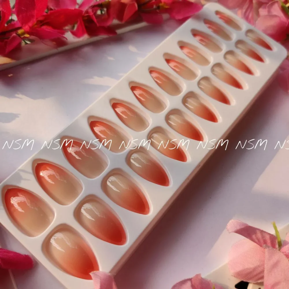 Peach And Nude Ombre Press On Nails (set Of 24)