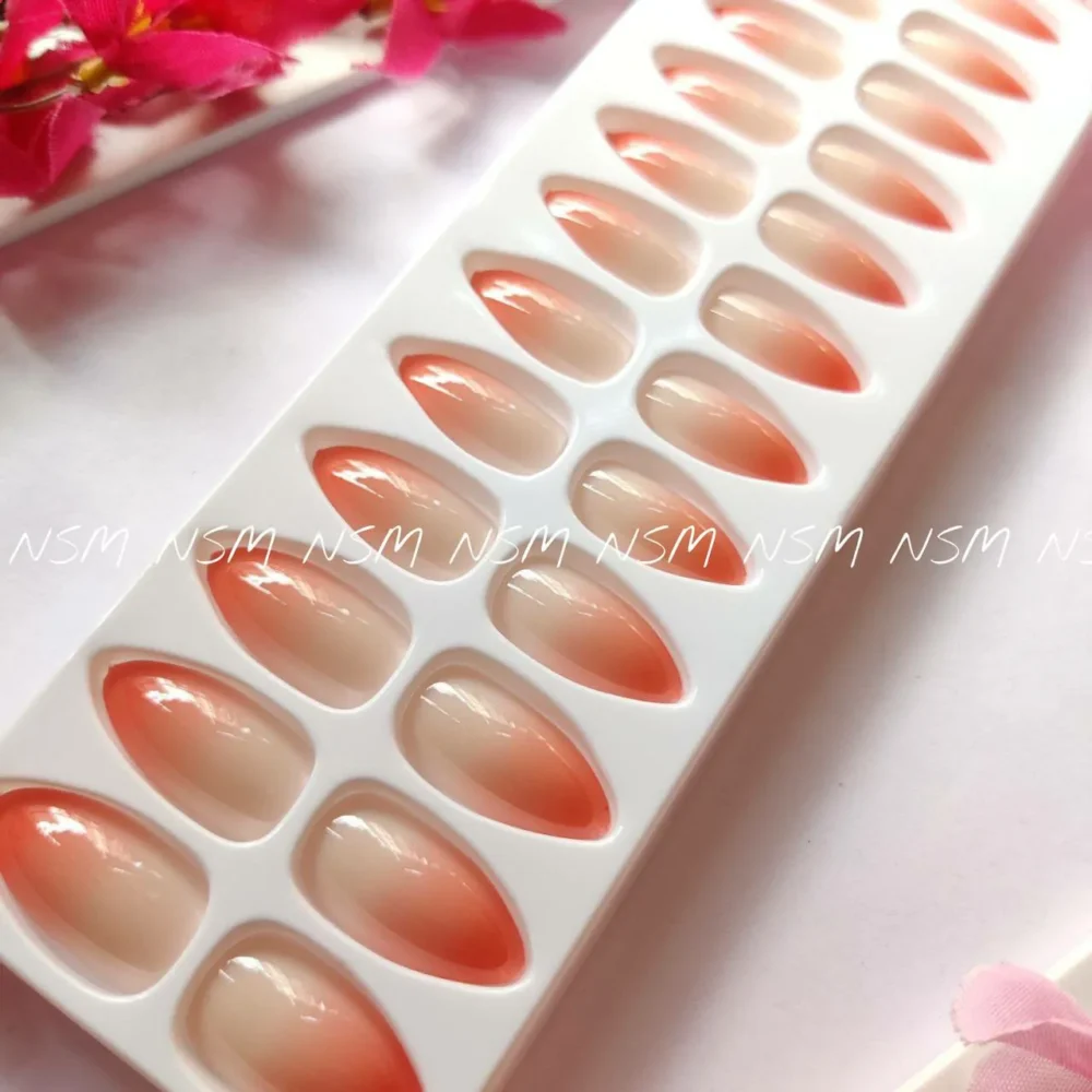 Peach And Nude Ombre Press On Nails (set Of 24)