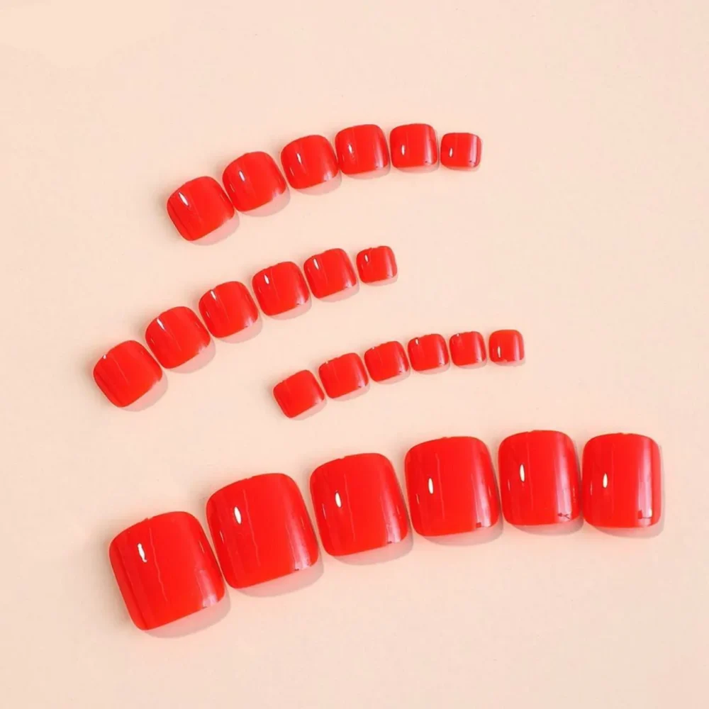 Red Toe Press On Nails (set Of 24)