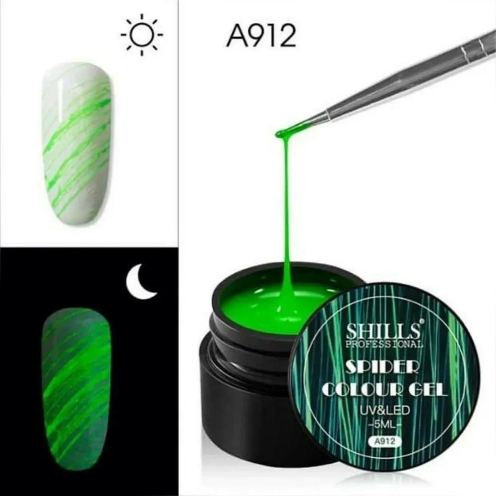 Shills Professional Neon Green Glow In Dark Spider Gel A912 (5ml)