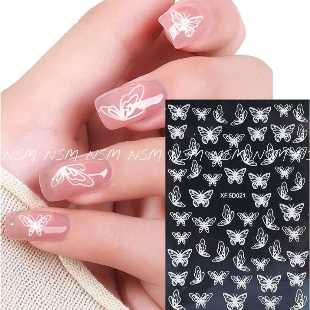 White Butterfly 5d Sticker Sheets (xf-5d021)