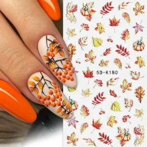 Autumn And Maple Leaves 5d Nail Art Sticker Sheets (5d-k180)