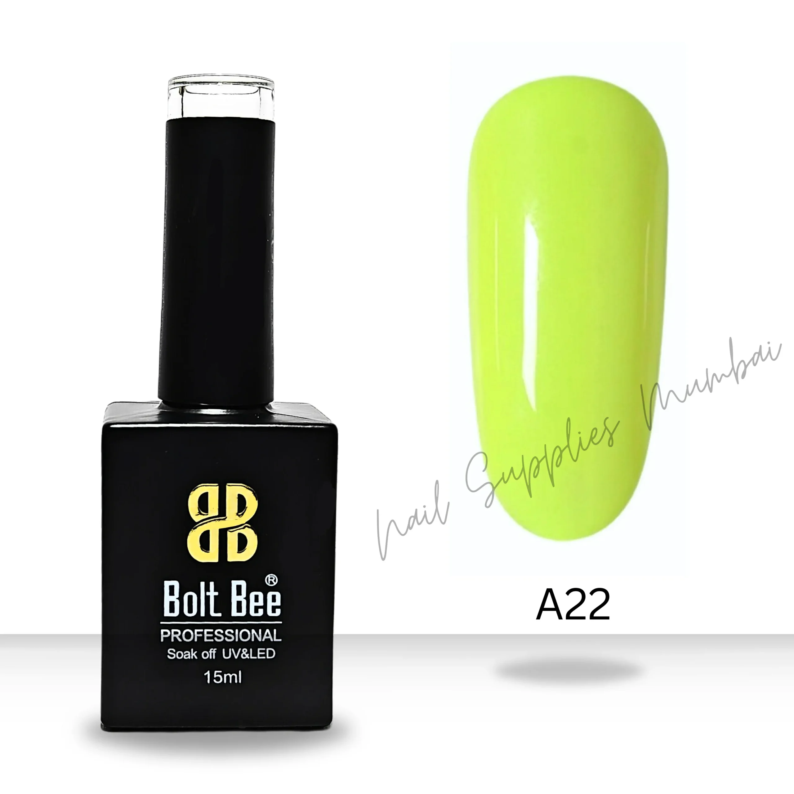Bolt Bee Neon Green Gel Polish Shade No.A22 15ml scaled