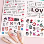 Love Hearts And Texts Water Decal Sticker Sheets (Design No. 2040)