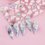 White Flowers And Leaves 5D Nail Art Sticker Sheets (5D-K152)
