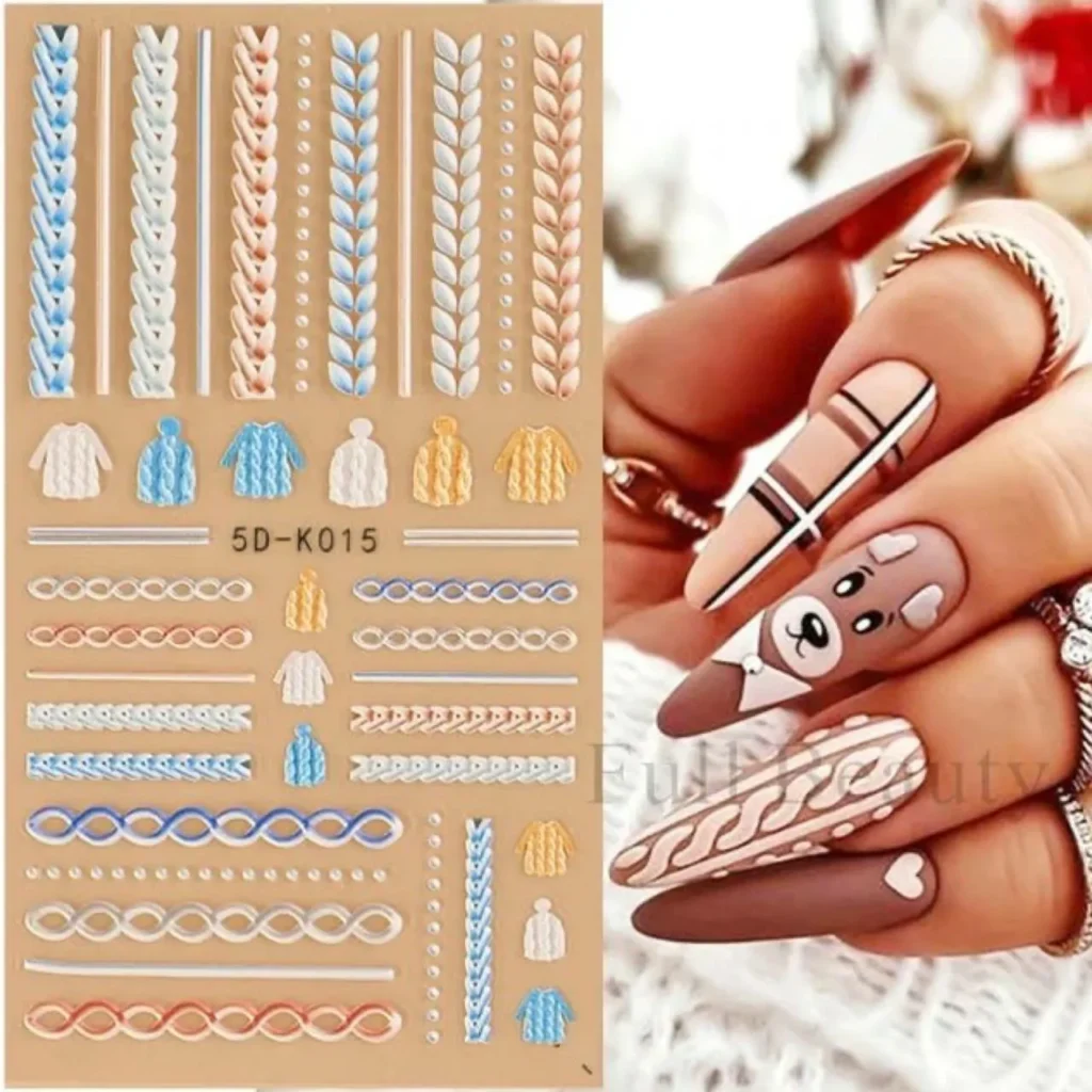Winter And Sweaters Themed 5d Nail Art Sticker Sheets (5d-k015)