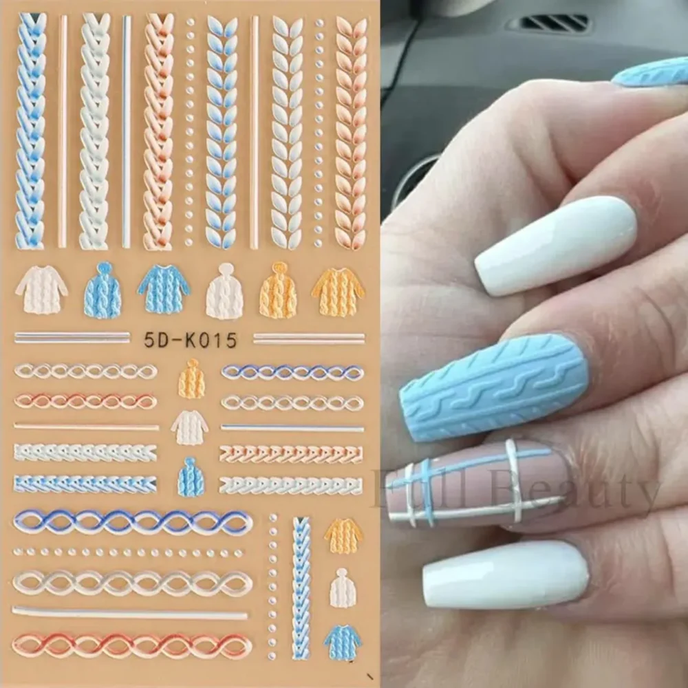 Winter And Sweaters Themed 5d Nail Art Sticker Sheets (5d-k015)