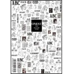 Lady Face Abstract And Text Nail Art Sticker Sheet (black)