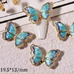 Blue Ocean Moving Butterfly Nail Charms (Set Of 2 Pcs)