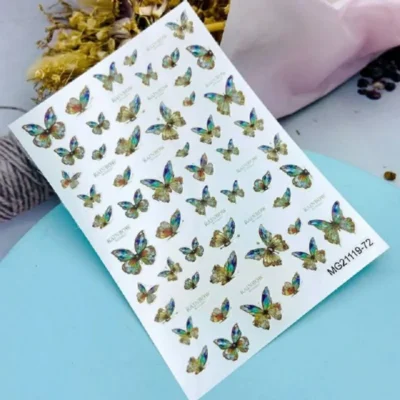 Rainbow Winged Butterfly Nail Art Sticker Sheet (mg21119-72)
