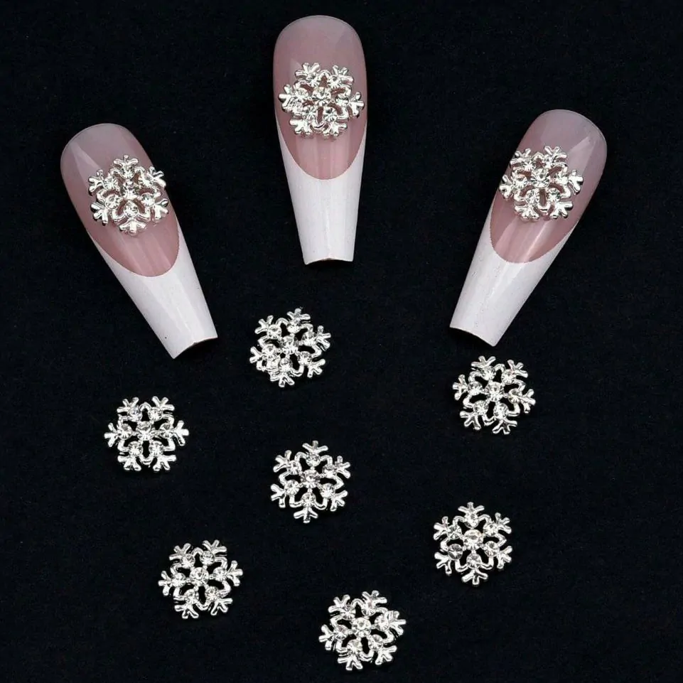 Silver Snow Flakes Nail Charms (pack Of 2pcs)