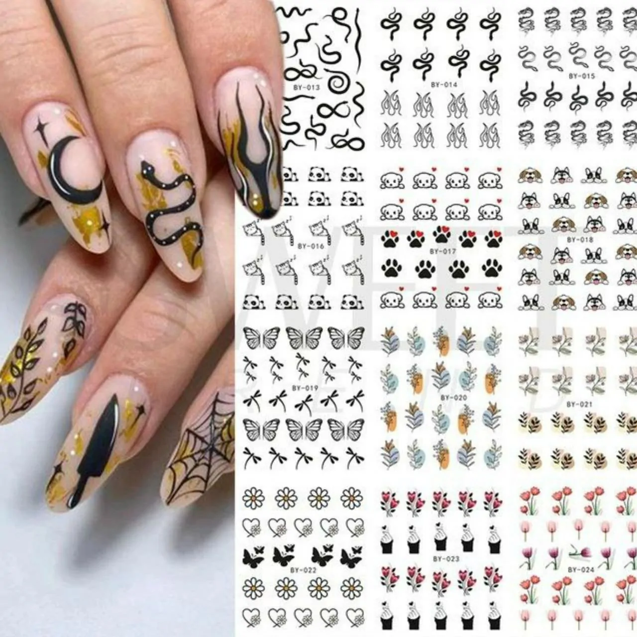 10 Sheets Henna Nails Mehndi Nails Water Slide Nail Art Nail Decal Set –  allydrew