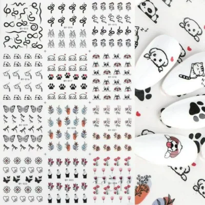 Animal Leaf And Abstract Nail Art Water Decal Sticker Sheet By-024 (12 Prints)
