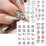 Love Hearts Nail Art Water Decal Sticker Sheet (by-012) (12 Prints)