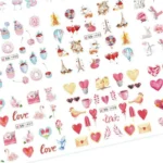 Love Hearts Nail Art Water Decal Sticker Sheet Bn-2004 (12 Prints)
