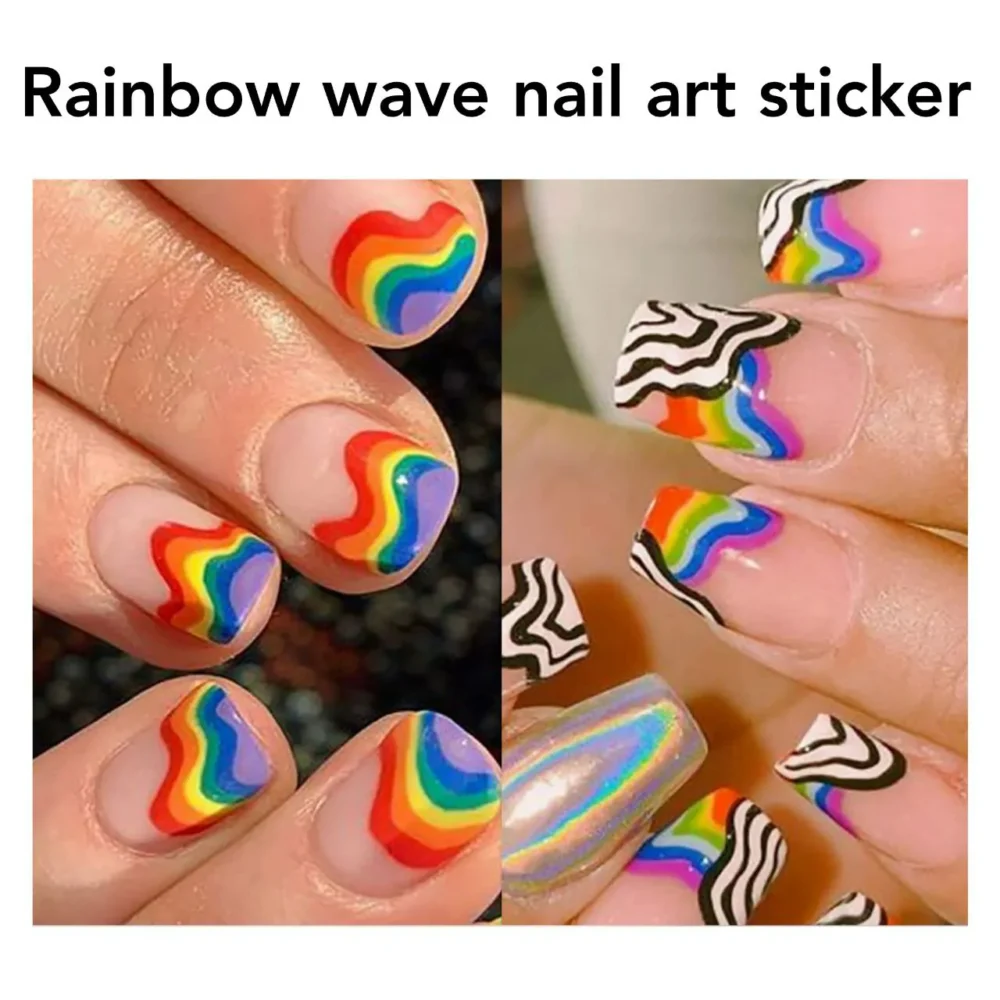 Rainbow Wave Nail Art Sticker Sheet (mg10826-06t)