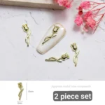 Gold Rose Nail Charms (Set Of 2 Pcs)