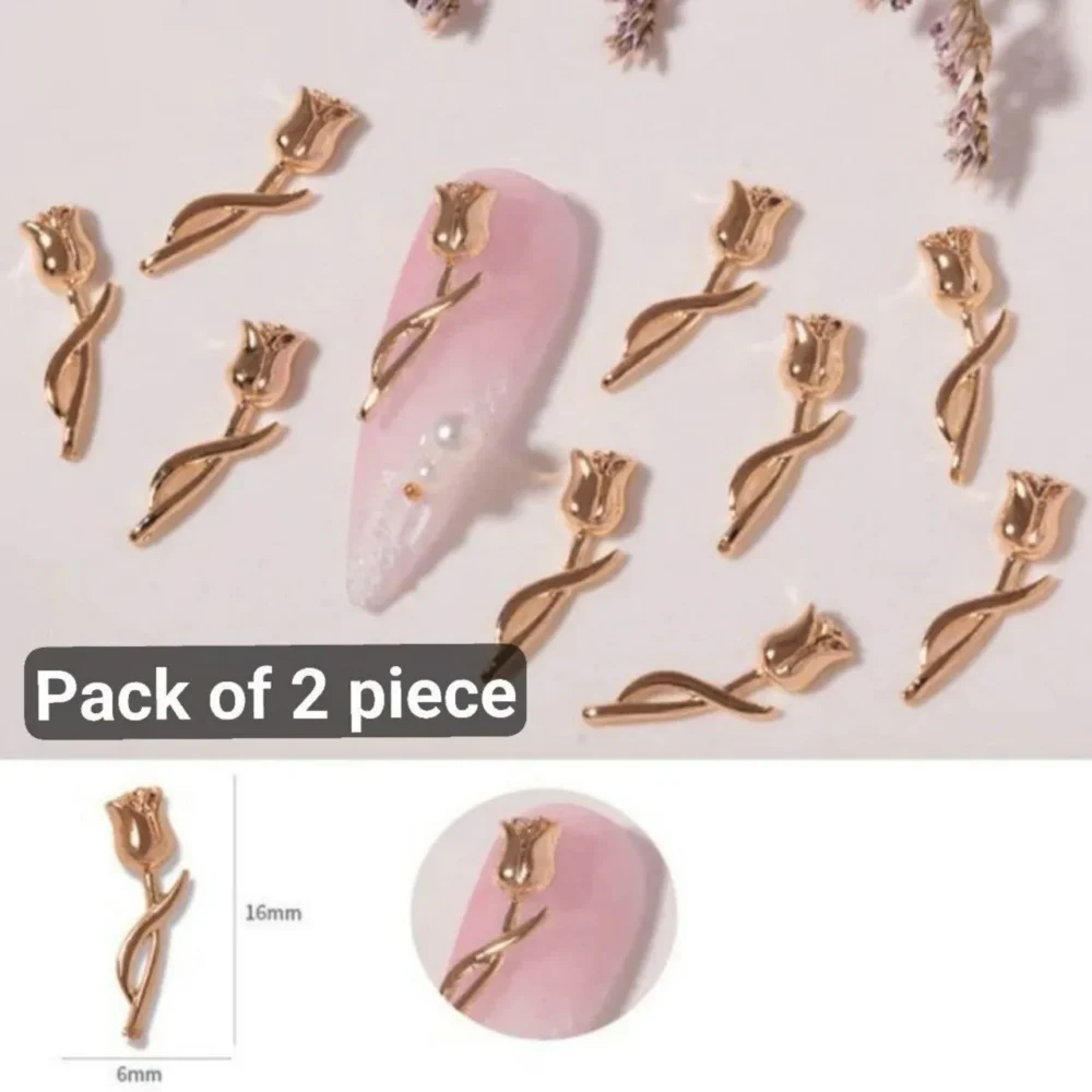 Rose Gold Rose Nail Charms (set Of 2 Pcs)