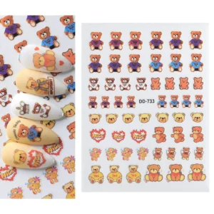 Teddy Bear Nail Art Sticker Sheet (Dd-733)