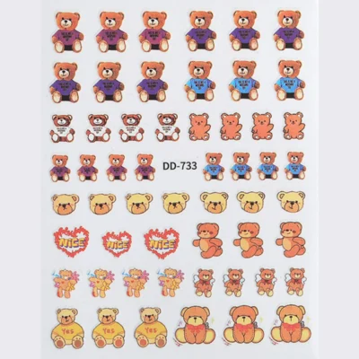 Teddy Bear Nail Art Sticker Sheet (dd-733)