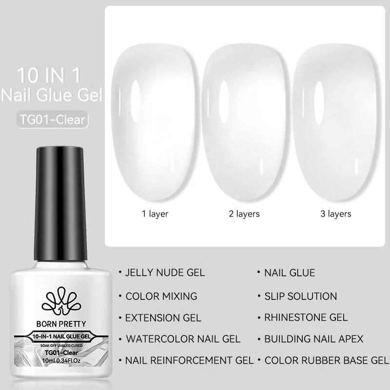 Born Pretty Silky White Series 10 In 1 Nail Glue Gel (10ml)