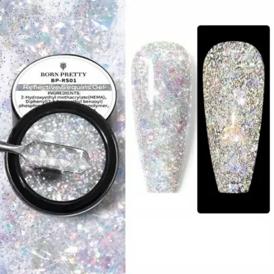 Born Pretty Aurora White Reflective Sequins Glitter Gel Rs01 (5gm)