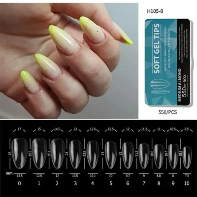 Medium Almond Soft Gel Tips Box (550 Ct)