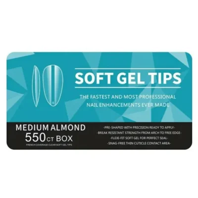 Medium Almond Soft Gel Tips Box (550 Ct)