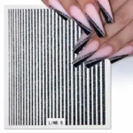 Black Holographic Glitter Stripes Sticker Sheet