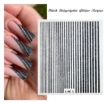 Black Holographic Glitter Stripes Sticker Sheet