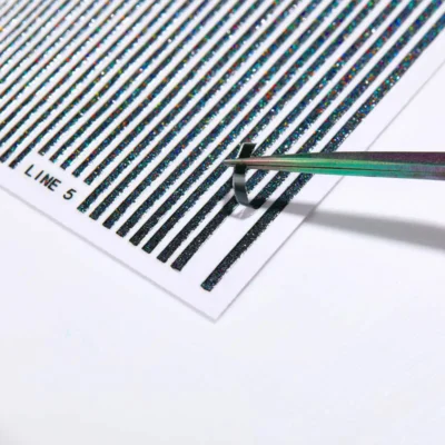 Black Holographic Glitter Stripes Sticker Sheet