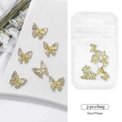Gold Butterfly Nail Charms (pack Of 2 Pcs)