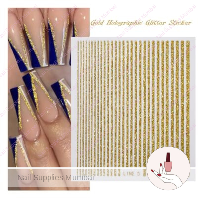 Gold Holographic Glitter Stripes Sticker Sheet