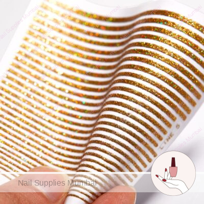 Gold Holographic Glitter Stripes Sticker Sheet