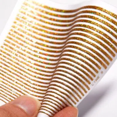 Gold Holographic Glitter Stripes Sticker Sheet