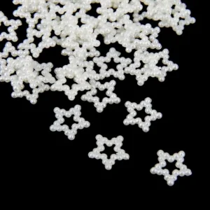 Ivory Pearl Stars Nail Charms (pack Of 10 Pcs)