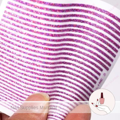 Purple Holographic Glitter Stripes Sticker Sheet