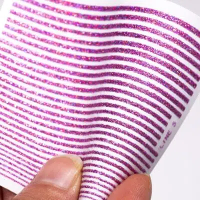 Purple Holographic Glitter Stripes Sticker Sheet